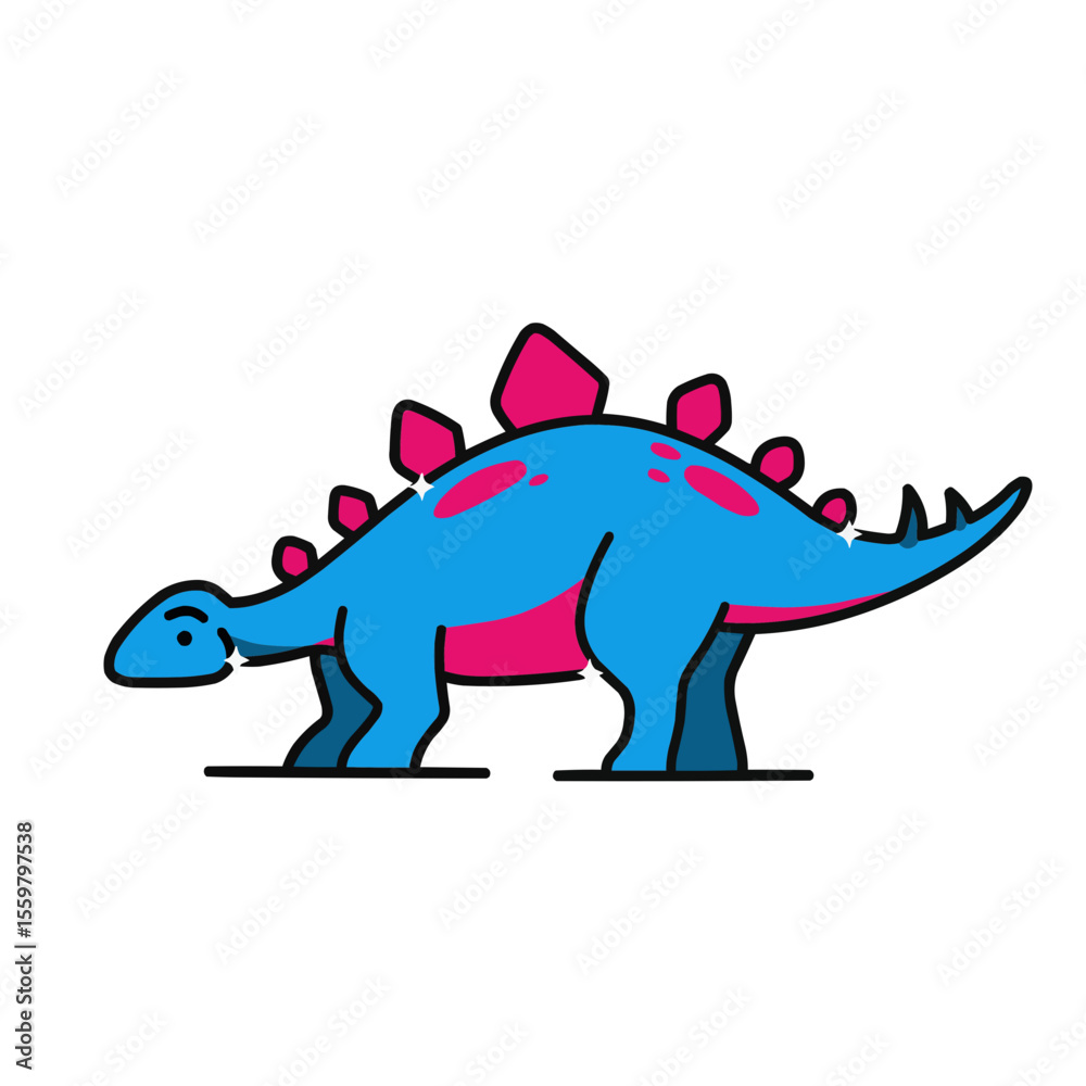 Fototapeta premium Cartoon Illustration of a Stegosaurus Dinosaur