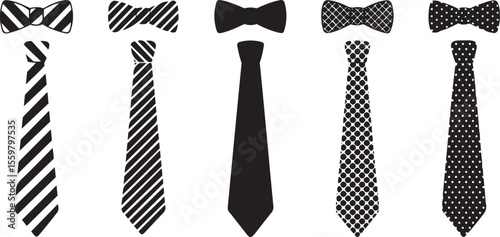 Set of black bow tie silhouettes vector illustration on white background