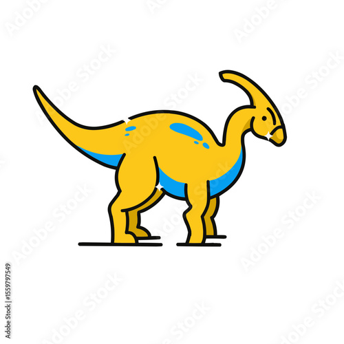 Cartoon Illustration of a Parasaurolophus Dinosaur