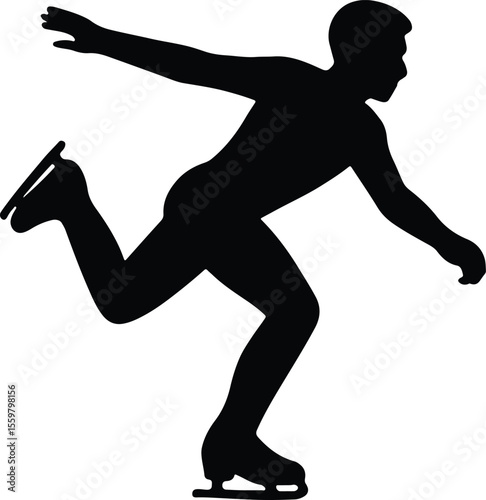Silhouette ice skater performing gracefully on ice Vector illustration