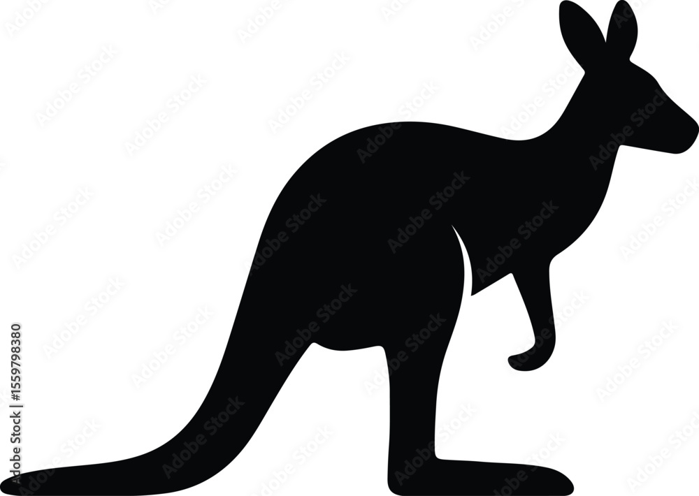 Fototapeta premium Silhouette kangaroo animal standing icon design Vector illustration