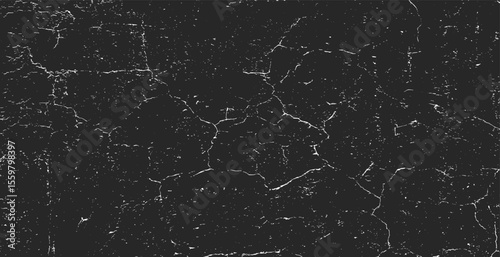 Texture of old surface on black background with white scratches. Worn, torn, weathered effect. Distressed black texture.Vector illustration, EPS 10.