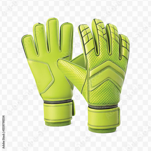 realistic 3d t goalkeeper gloves front and back view  in different color style isolated on transparent background	