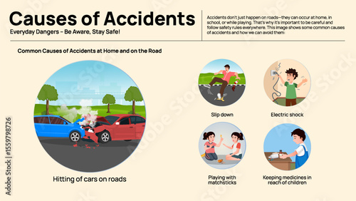 Causes of Road Accidents Infographic - Human and Environmental Factors in Road Safety