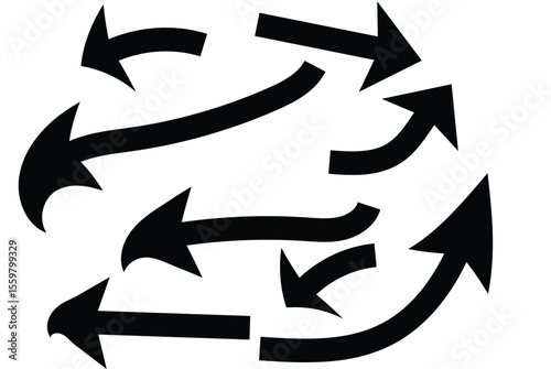 Black arrows pointing in various directions pointer