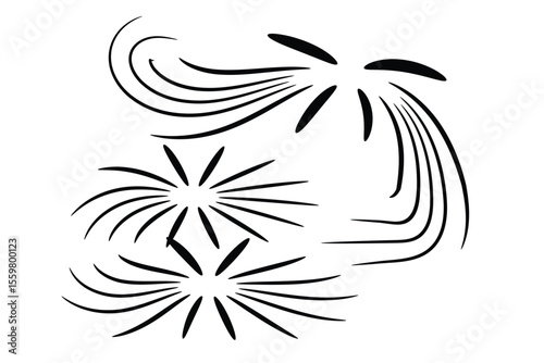 Black abstract curves and bursts white
