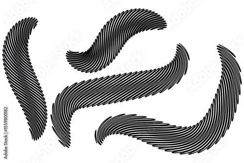 Black curved lines abstract pattern white curves