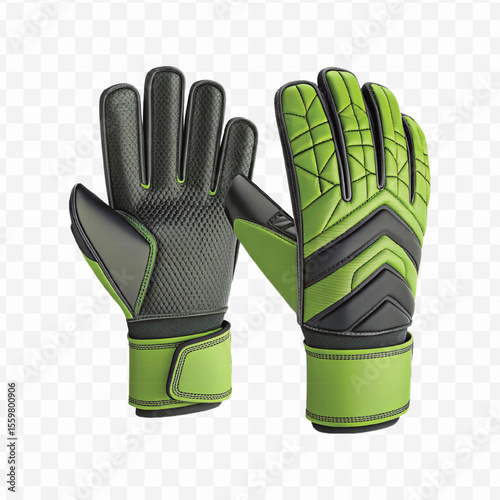 realistic 3d t goalkeeper gloves front and back view  in different color style isolated on transparent background	