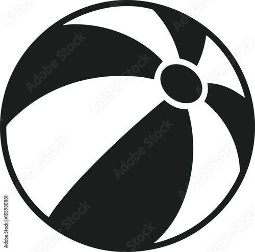 Beach Ball Silhouette - Summer Play Vector Illustration