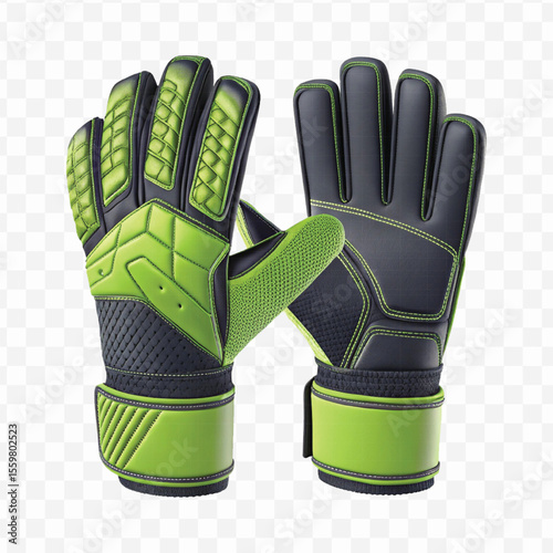 realistic 3d t goalkeeper gloves front and back view  in different color style isolated on transparent background	