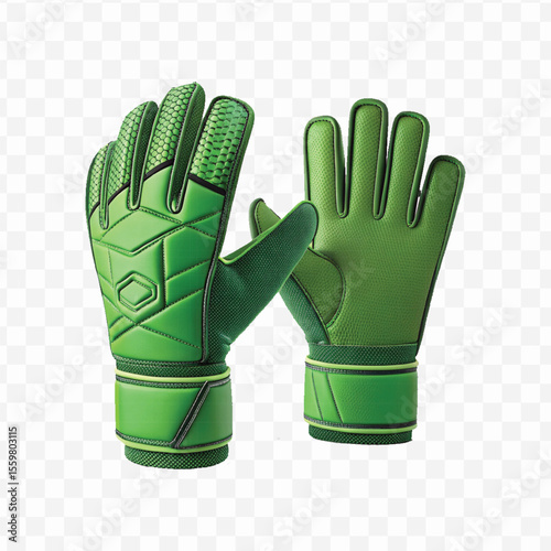 realistic 3d t goalkeeper gloves front and back view  in different color style isolated on transparent background	