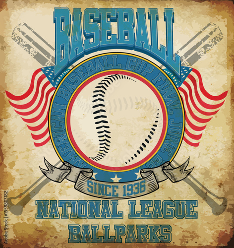 Vintage Baseball league design artwork