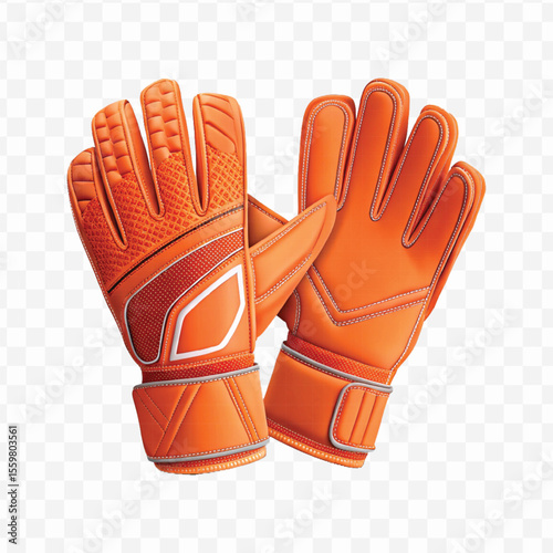 realistic 3d t goalkeeper gloves front and back view  in different color style isolated on transparent background	