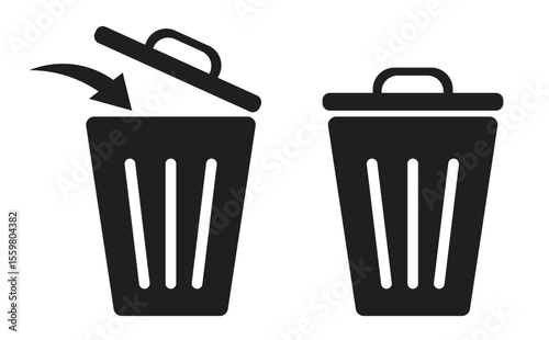 trash can icon set, Trash bin icon, Delete icon top design.