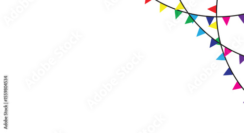 Carnival colored garlands and bunting. Vector isolated illustration. Confetti festive colorful carnival illustration design
