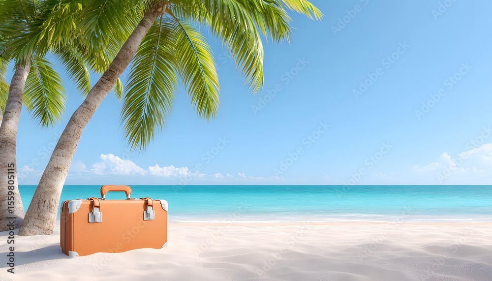 Obraz premium Luggage on the beach. Summer travel concept