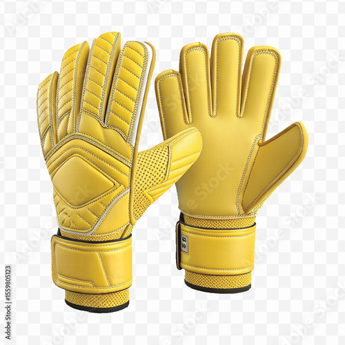 realistic 3d t goalkeeper gloves front and back view  in different color style isolated on transparent background	