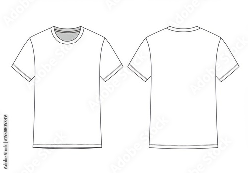 Front and back view of a blank t shirt outline
