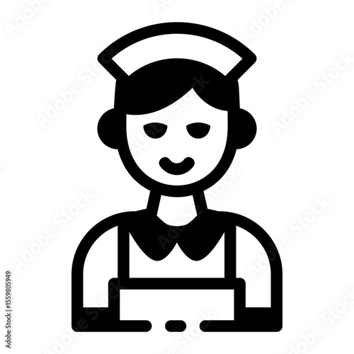 A linear style icon showing a housemaid 
