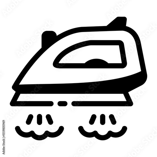 A linear style icon depicting a pressing iron 
