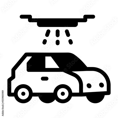 A glyph style icon showing car wash