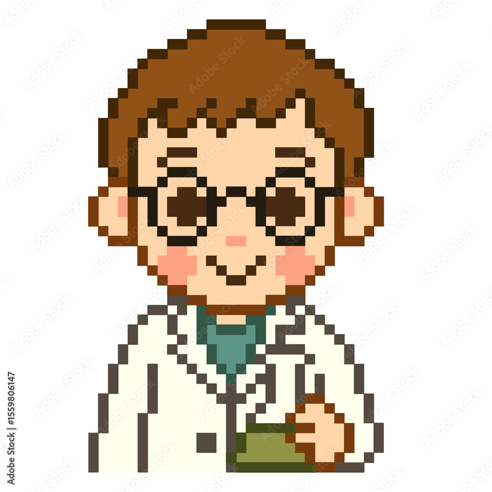Fototapeta premium Flat Design Pixel Art Chemist Illustration