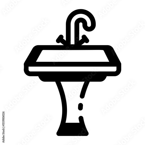 A linear style icon depicting wash basin