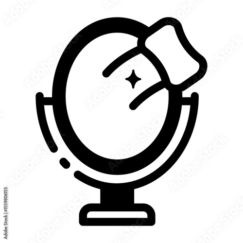 A filled style icon representing cleaning mirror
