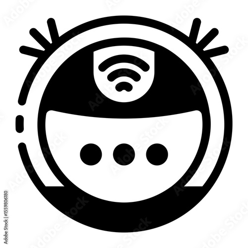 A glyph style icon showing robot vacuum
