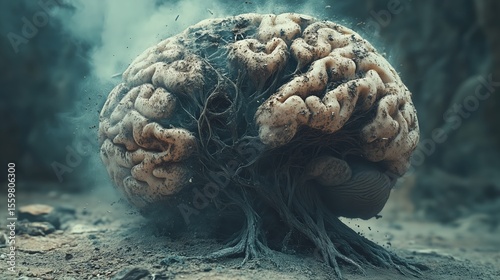 Brain atrophy, withering mind losing memories and cognitive functions