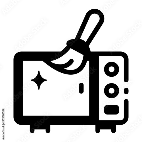 A linear style icon depicting cleaning microwave
