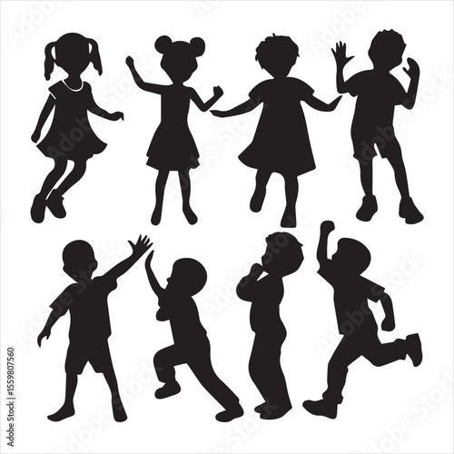 Silhouette of child playing on clean vector

