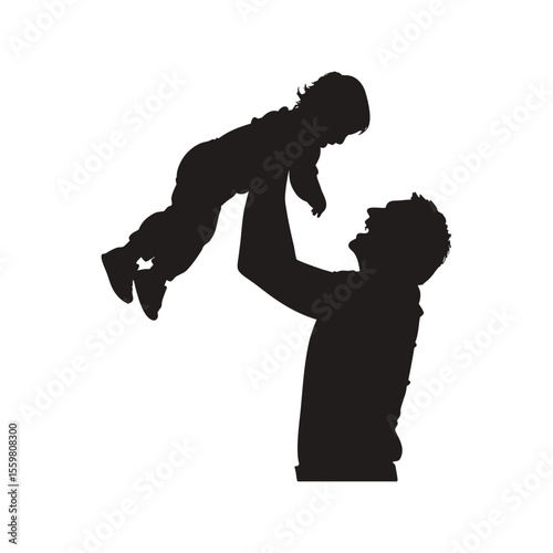 silhouette of father and son 