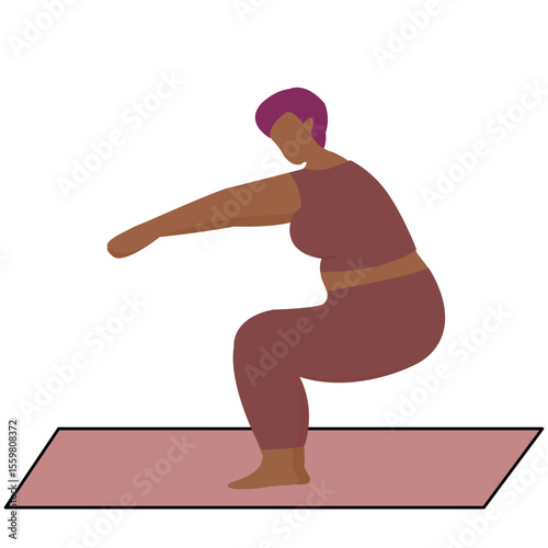 A woman performs a yoga pose stretching provides for a greater range of motion and flexibility. Woman workout fitness, aerobic and exercises. Vector Illustration.