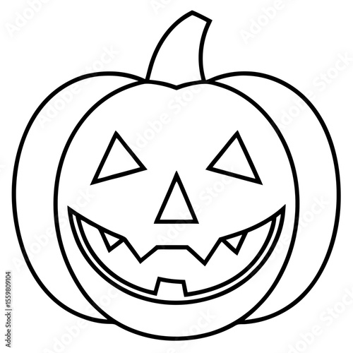 Classic Jack-O'-Lantern Line Art Vector
