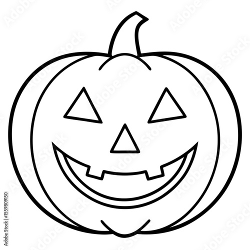 Classic Jack-O'-Lantern Line Art Vector
