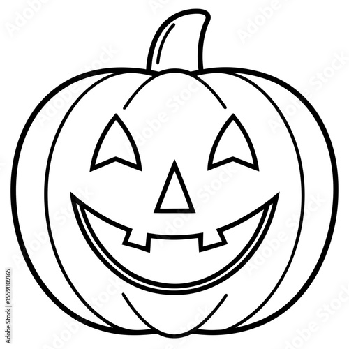 Classic Jack-O'-Lantern Line Art Vector