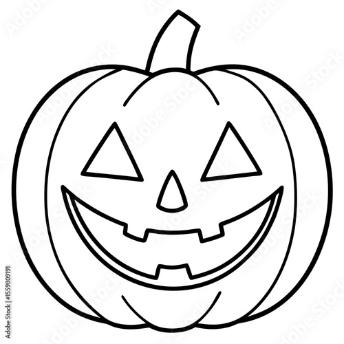 Classic Jack-O'-Lantern Line Art Vector