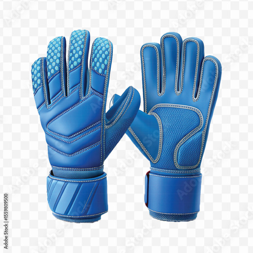 realistic 3d t goalkeeper gloves front and back view  in different color style isolated on transparent background	