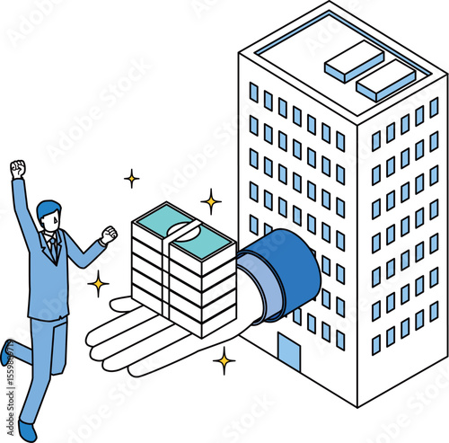 会社から社員への還元のイメージイラスト