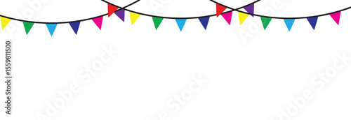 Carnival colored garlands and bunting. Vector isolated illustration. Confetti festive colorful carnival illustration design