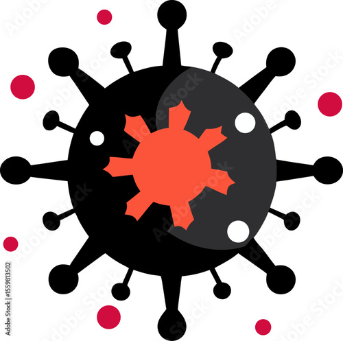 Virus disintegration graphic with white background.