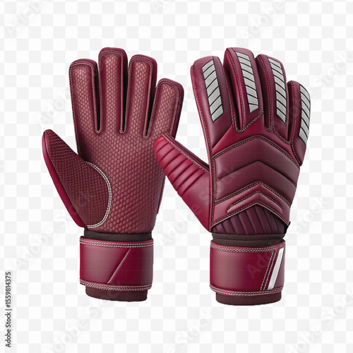 realistic 3d t goalkeeper gloves front and back view  in different color style isolated on transparent background	