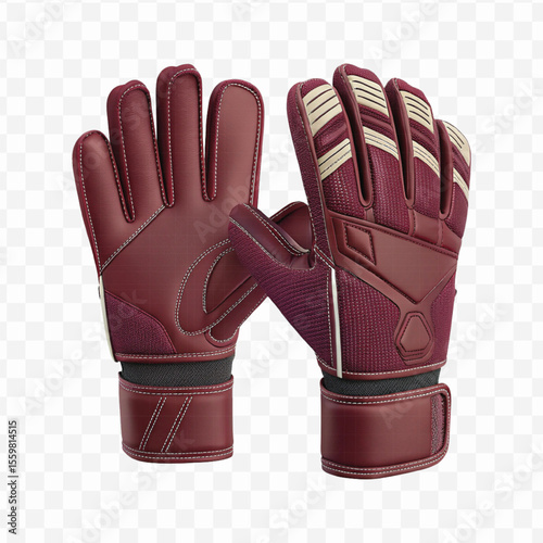 realistic 3d t goalkeeper gloves front and back view  in different color style isolated on transparent background	