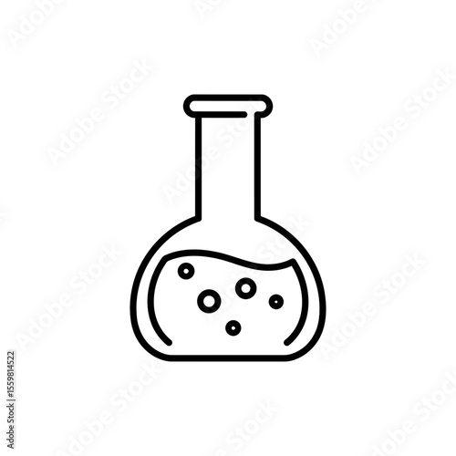 Black line icon of a lab flask representing science and laboratory research