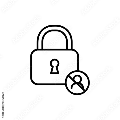 Black line icon of a padlock representing privacy and security
