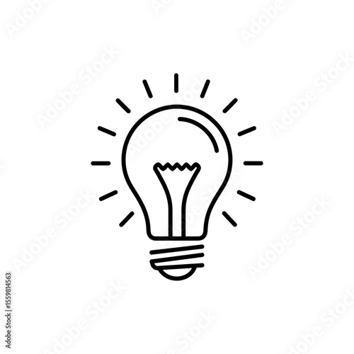 Black line icon of a light bulb symbolizing creativity and innovative ideas