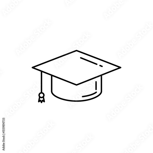 Black line icon of a graduation cap representing education and academic achievement