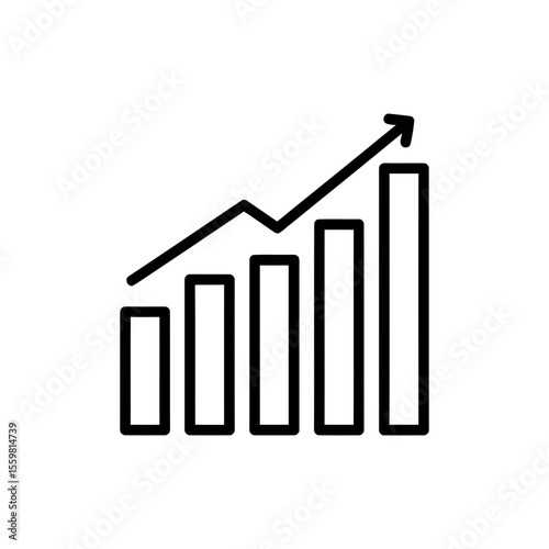 Black line icon of a bar chart representing business reports and metrics