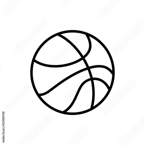 Black line icon of a basketball representing sports and athletics